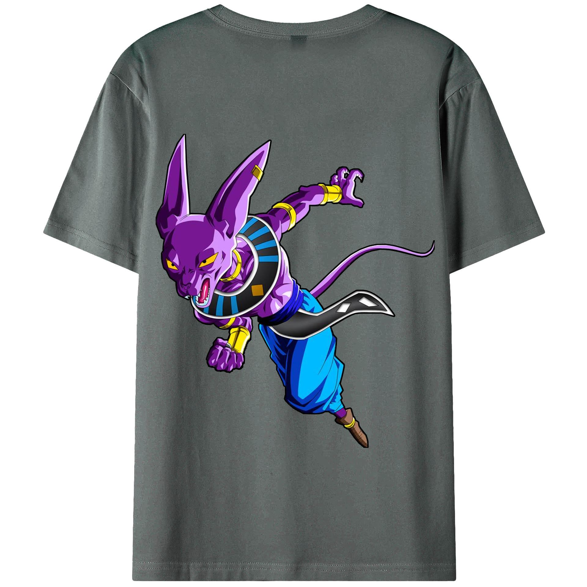 （画像用） ドラゴンボール ビルス 破壊神ビルス DRAGON BALL Beerus Birusu 綿100％半袖Tシャツ（背面プリント）